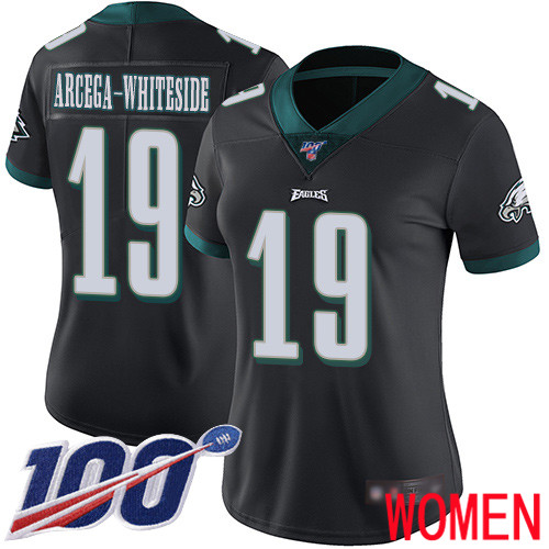 Women Philadelphia Eagles #19 JJ Arcega-Whiteside Black Alternate Vapor Untouchable NFL Jersey Limited 100th